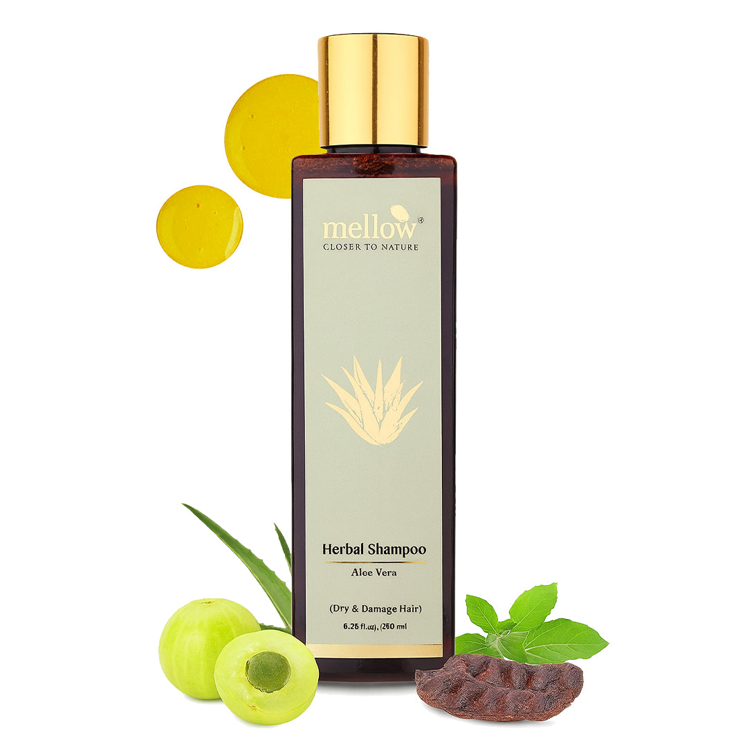 herbal aloe shampoo Herbal Aloevera Shampoo for Dry and Damaged hair 100ml – Mellow